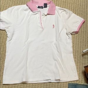 Pink and white polo